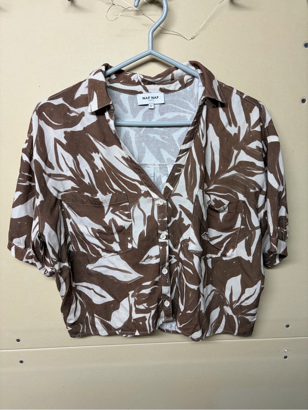 2/$30⚡️- SHIRT | Women’s Naf Naf cropped button up shirt size large